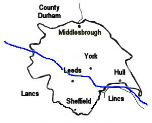 Map of Yorkshire dialect region